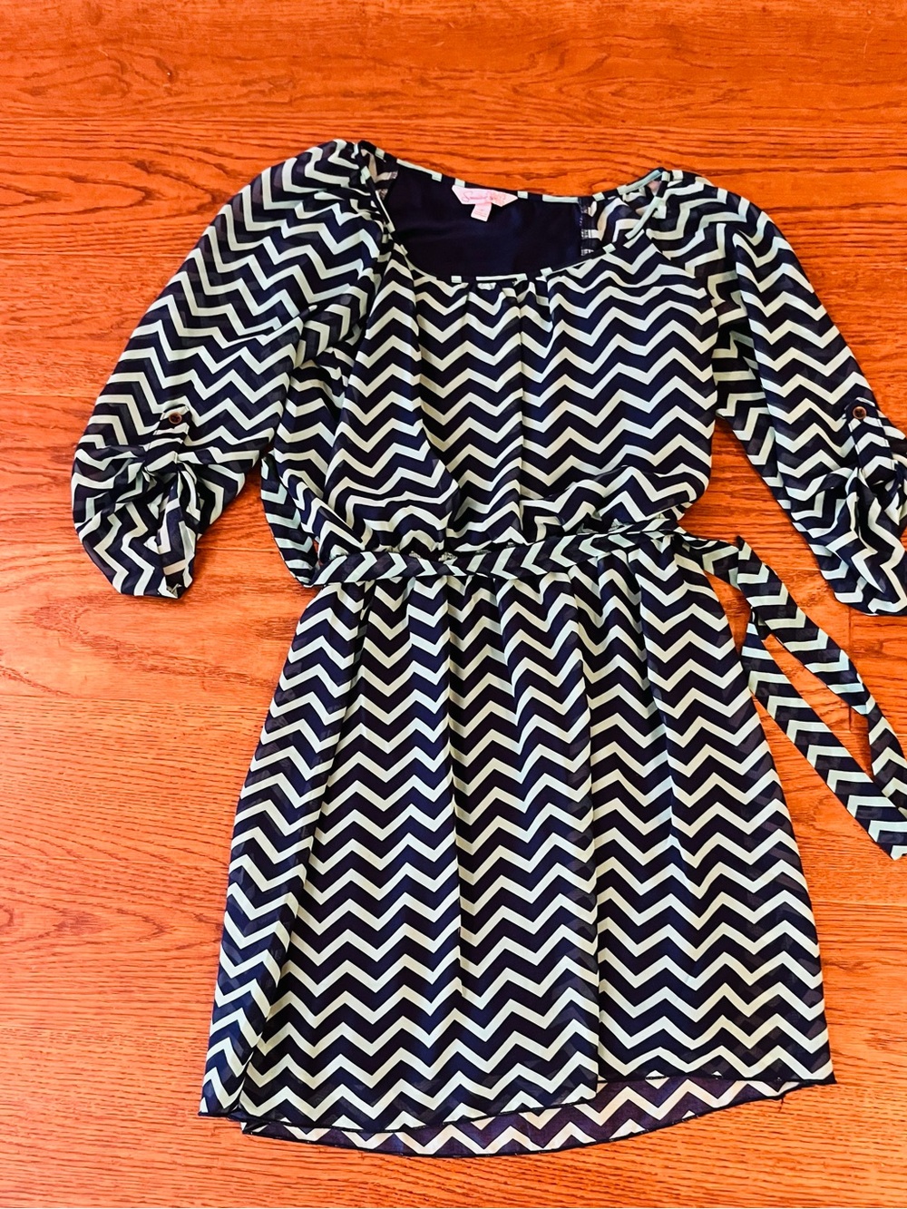 Speechless Navy and White Chevron Midi Dress